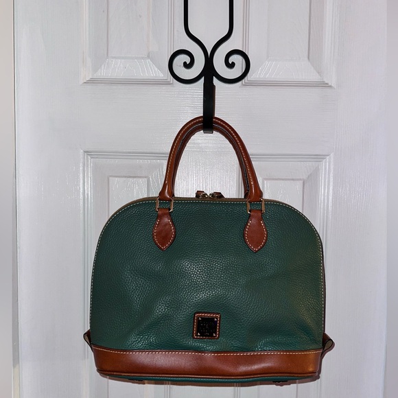 DOONEY & BOURKE 👜 Pebble‎ Zip Zip Satchel Bag, Forest Green, Vintage, EUC - Picture 1 of 8